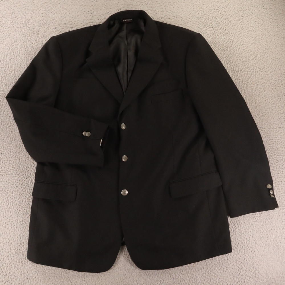 Hopsack Jacket XL 46R Black‎ Polyester Blazer Sport Coat Jacket Crested Buttons